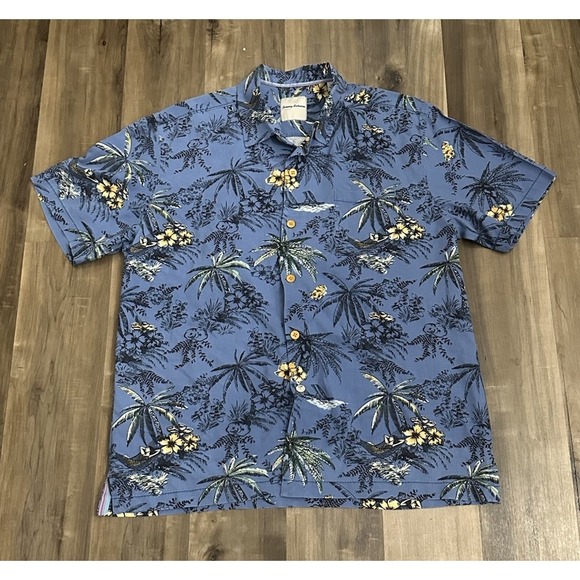 Tommy Bahama Other - Tommy Bahama Men's XL Blue Shirt 100% Silk Floral Hula Hammock AOP